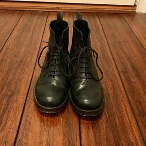 Leather combat boots from Paris boutique